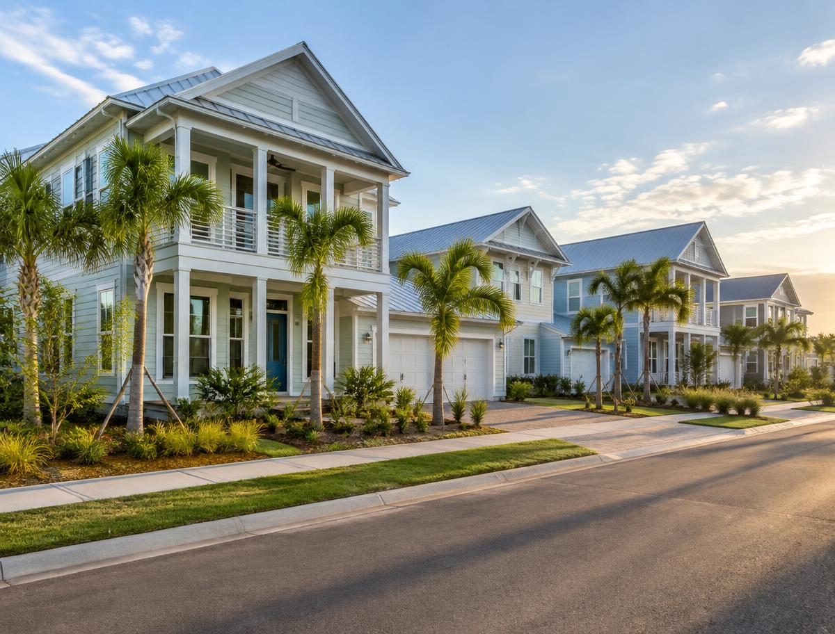 New coastal-style construction homes in an Apollo Beach master-planned community