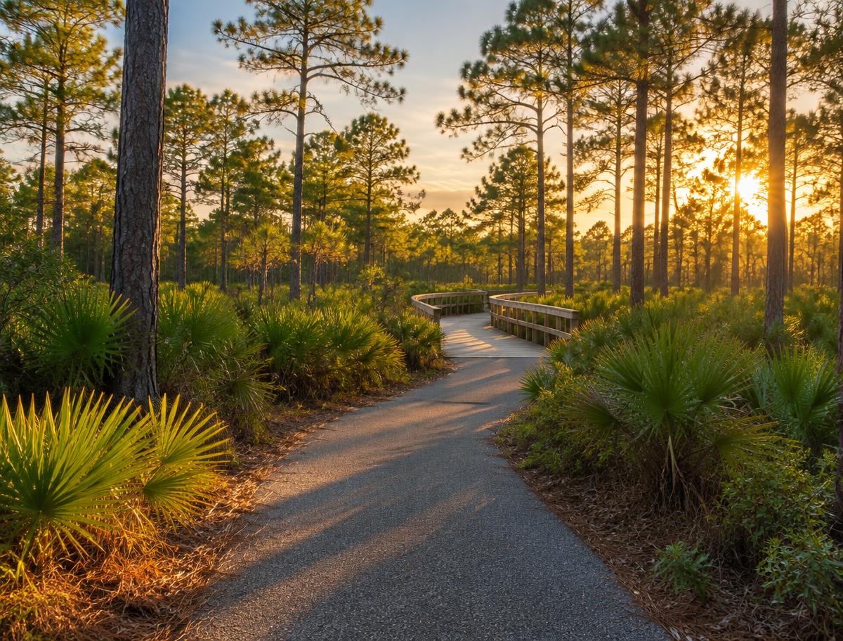 Trail through Florida pine flatwoods near New Tampa