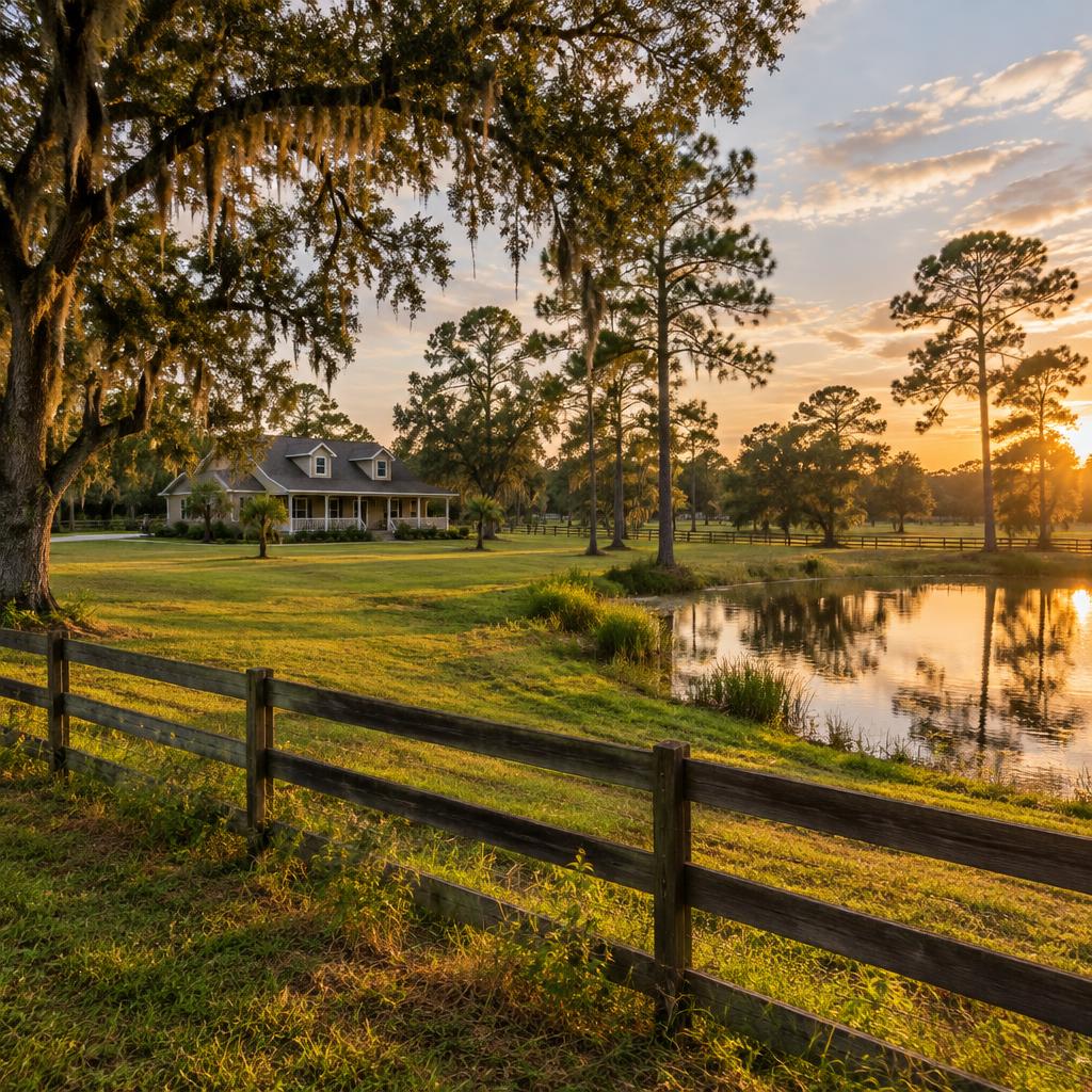 Grassy acreage property with a country-style home and pond near Seffner