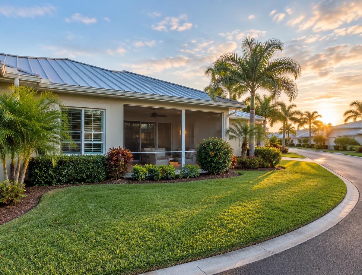 A low-maintenance Florida villa with a screened lanai in a Sun City Center neighborhood