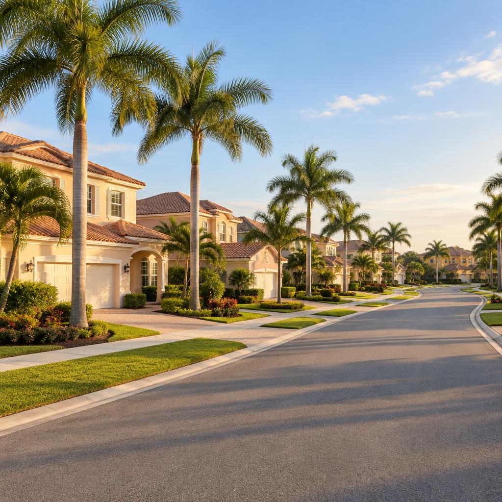 Palm-lined street representative of Trinity real estate